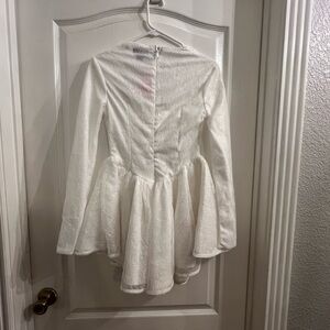 PrettyLittleThing White Fit and Flare Bell Sleeve Mini Dress